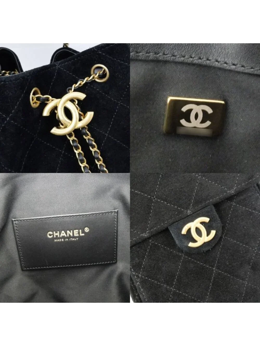 Chanel 25 Medium Handbag As5311 Black Gold Hardware Suede Drawstring Bag